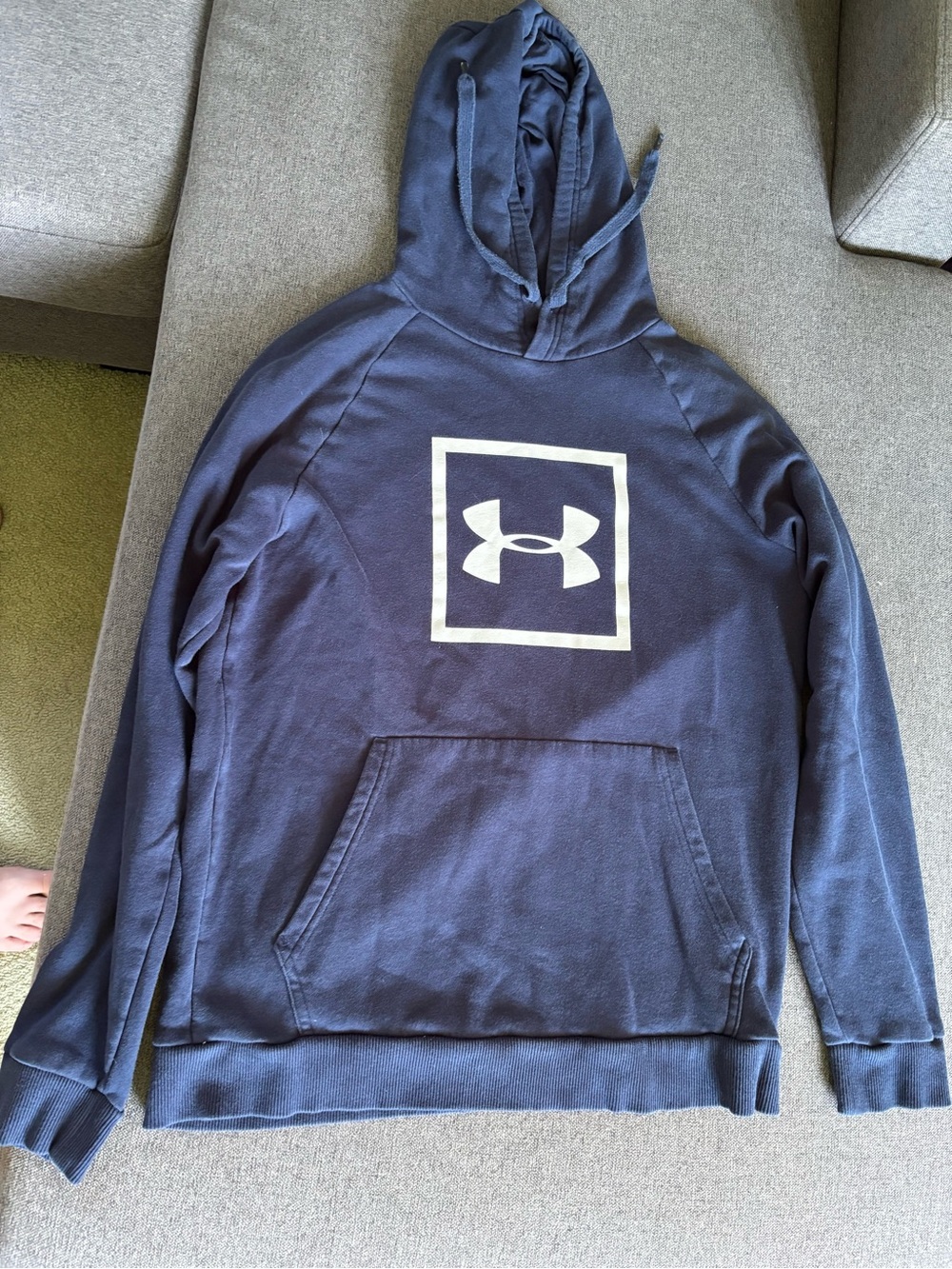 Under Armour Men's Navy Pullover Hoodie with White Logo